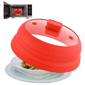 Collapsible Microwave Splatter Cover, Glass Silicone Foldable Microwave Lid for Food, 10.8 Inch Grease Splatter Guard for Pots, Pans & Bowls
