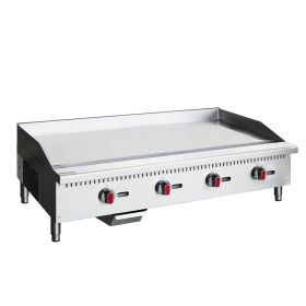 Commercial Gas Griddle - 48" Countertop Griddle. 120,000 BTU Flat Top Griddle, Natural Gas (NG) / Propane