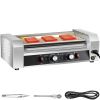 Hot Dog Roller, 12 Hot Dog Capacity 5 Rollers, 750W Stainless Steel Cook Warmer Machine with Dual Temp Control, LED Light and Detachable Drip Tray
