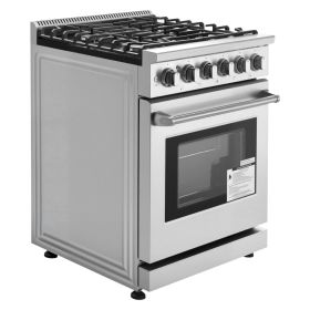 Gas Range Oven, 30 Inches Width, Freestanding Stainless Steel Stove and Oven with 5 Sealed Cooktop Burners, Easy Reach Racks, Storage Drawer