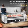 Hot Dog Roller, 12 Hot Dog Capacity 5 Rollers, 750W Stainless Steel Cook Warmer Machine with Dual Temp Control, LED Light and Detachable Drip Tray