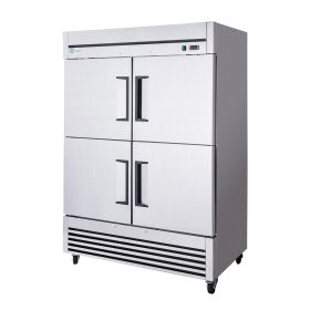 54"Commercial Freezer, 49 Cu.Ft Four-Door Stainless Steel Reach-In Freezer, -8~0°F, Air Cooling, 6 Shelves, R290